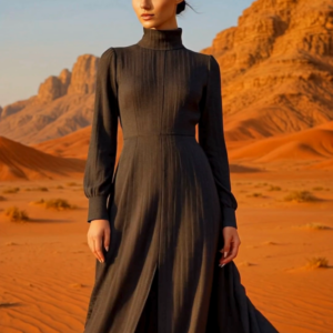 Elegant High-Neck Full-Length Maxi Dress